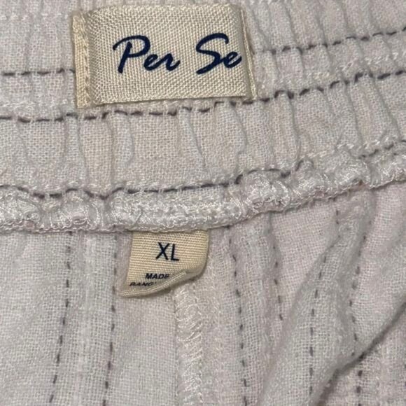 Per Se Womens XL Striped Linen-Viscose Blend Shorts With Drawstring Waist - Picture 3 of 6